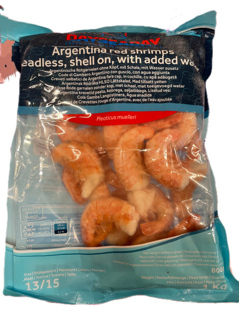 阿根廷开背无头有壳大红虾 13/15 800g Argentina Shrimp