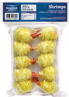 黄金马铃薯炸虾 300g shrimp with tail covered with potato