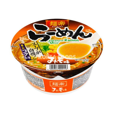 Menraku Japanese Ramen Miso Flavored Noodle Bowl 90.9g