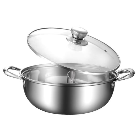 304不锈钢带盖鸳鸯锅 28cm Stainless steel pot for hot pot