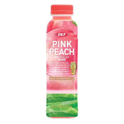 OKF Aloe Vera Juice with Fruit Pieces Pink Peach Flavor 500ml