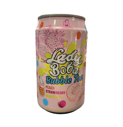 Lady Boba persikka mansikkamaito tee 320ml Bubble tea persikka-mansikka musta tee