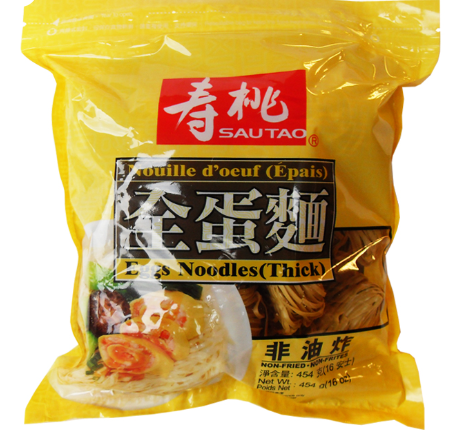 寿桃袋装 粗面球 454g Sau Tao Egg Noodles – Thick