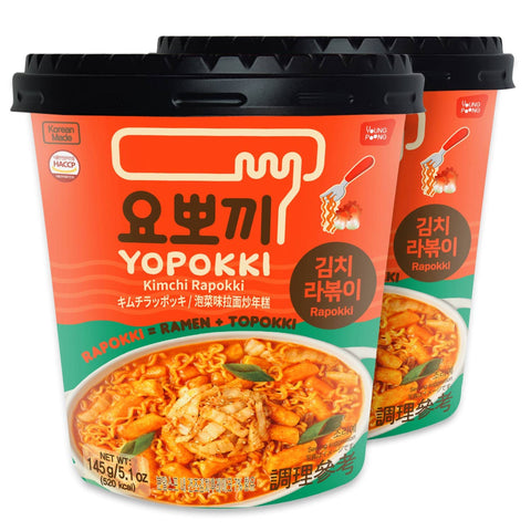 YOUNGPOONG Kimchi Maustettu riisikakku Ramen Cup Nuudelit 145g Yopokki Ricecake&amp;Ramen Cup kimchi