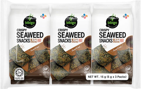 Bibigo BBQ Flavor Seaweed Crisps Snacks 3-pack 3x5g