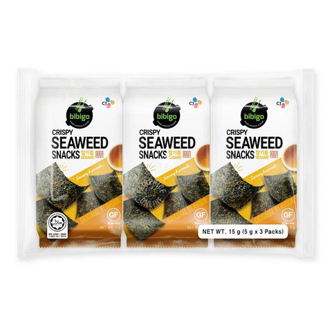 Bibigo original seaweed crisp snack triple pack 3x5g