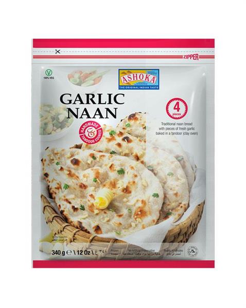 ASHOKA tandoori naan bread garlic 340g