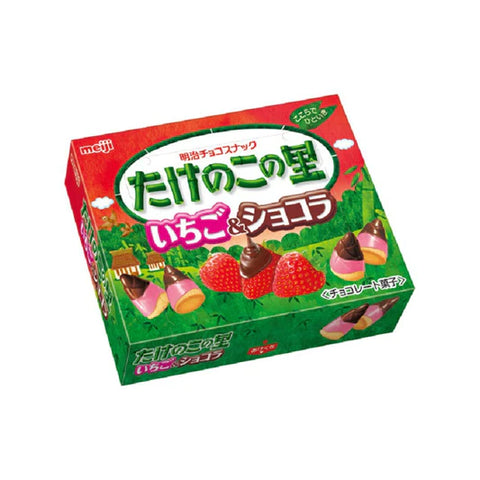 日本明治蘑菇造型草莓巧克力饼干 70g 红色款 Takenoko No Sato Strawberry