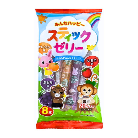 Japanese colorful fruit jelly strip 5PCS minna daisuki! Stick jelly
