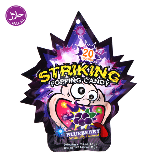 Popping Candy/Exploding Candy Mustikkamaku 30g Popping Candy - Mustikka - Strip