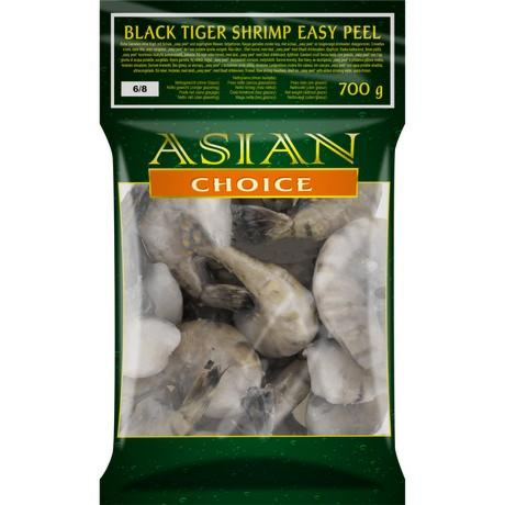 Asian Choice Large Black Tiger Prawn Headless with Shell EZP 6/8 Net Weight 700g