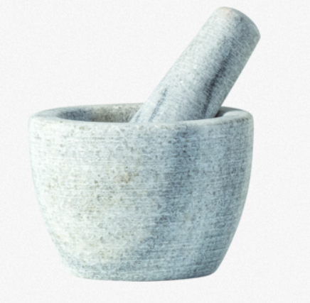 大理石杵臼 （深9.5cm 高7cm）Marble mortar with pestle, D: 9.5 cm, H: 7 cm