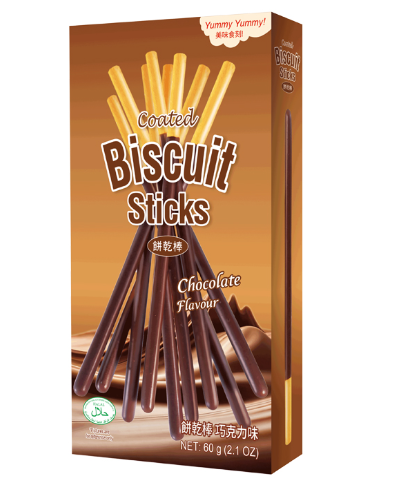 Yummy Yummy 涂层棒巧克力棒 巧克力味 60g Coated Biscuit Sticks – Chocolate Flavour