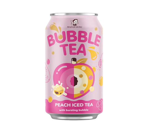 Madam Hong bubble tea peach iced tea with bursting bubbles 320ml