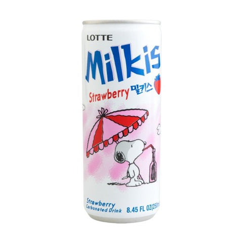 Korealainen lotte -maito hiilihapotettu juoma mansikka 250 ml