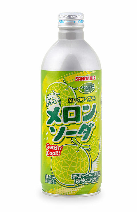 Cantonese -flavored metal marble soda 500ml Ramune Bott Melon Soda