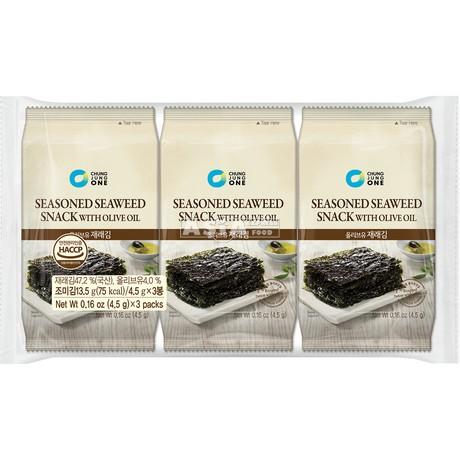 Chung jung one olive oil flavor seaweed snack 3X4.5g