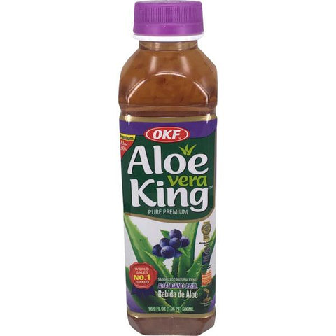 OKF 芦荟果汁含果粒 蓝莓味 500ml Aloe Vera Drink Blueberry