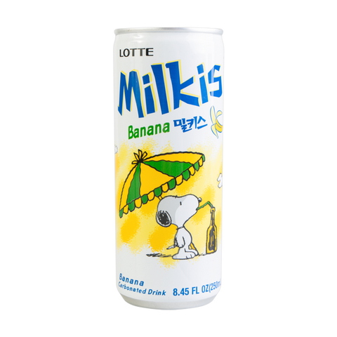韩国乐天牛奶苏打碳酸饮料香蕉味 250ml Milkis Soft Drink Banana (can)