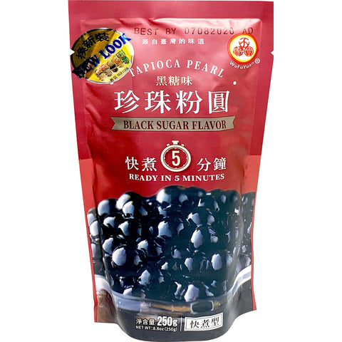 WFY tapioka pärl topping svart socker smak, klar på 5 min, 250g