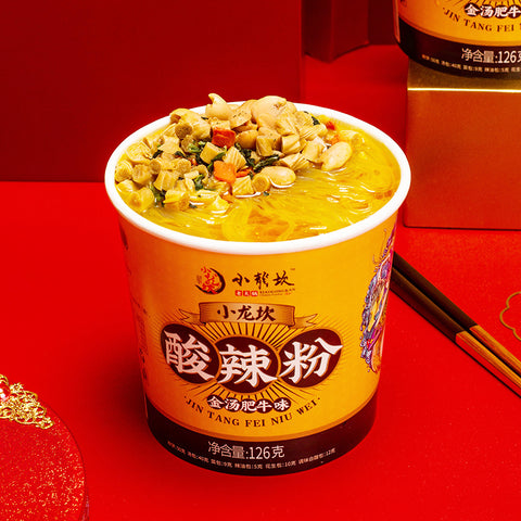 Little Dragon Sour Powder Gold Soup Fat Niu Fat 102G Instant Noodle-Artificial Beef Goden Soup Flavour