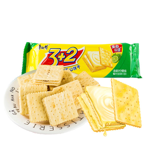 康师傅3+2苏打夹心饼干 清香柠檬味 125g Lemon Flavour Biscuit BBD：18.06.2024